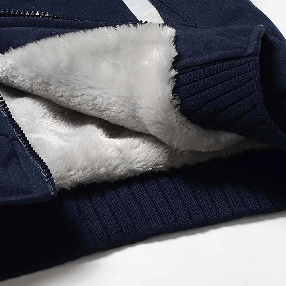 Men's Winter Jackets Thick Warm Jacket Brand Sportswear Coat Pants Solid Color Fleece Zipper Hooded Long Sleeved Male Outerwear