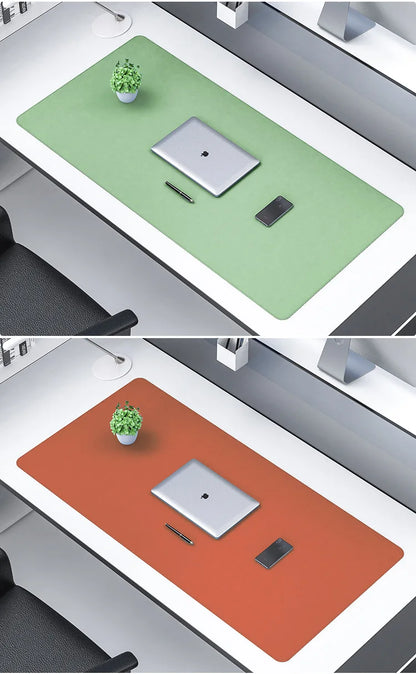 Grand sous-main de bureau en cuir PU – Tapis de bureau imperméable et antidérapant pour ordinateur et souris de gaming