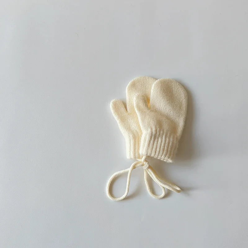 Baby Knit Mittens with String – Wool-Blend Toddler Mittens (Ages 1–4)