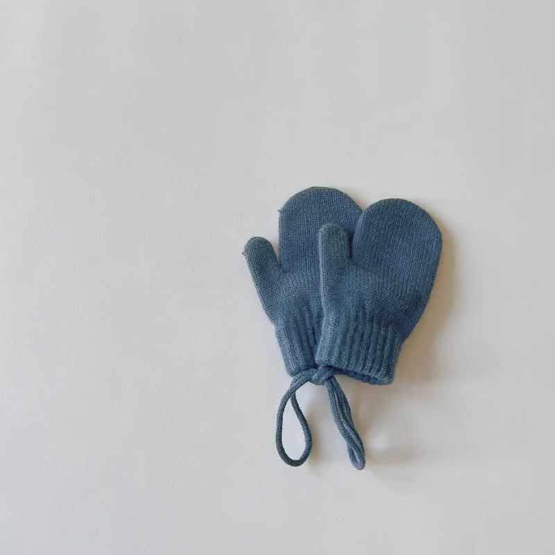 Baby Knit Mittens with String – Wool-Blend Toddler Mittens (Ages 1–4)