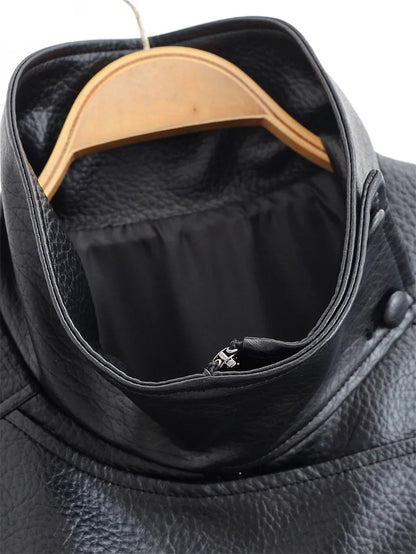 Chaqueta de cuero sintético con cremallera para mujer Guobioziy