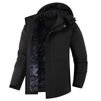 Lzlltt Herren-Winterjacke mit Kapuze und Taschen