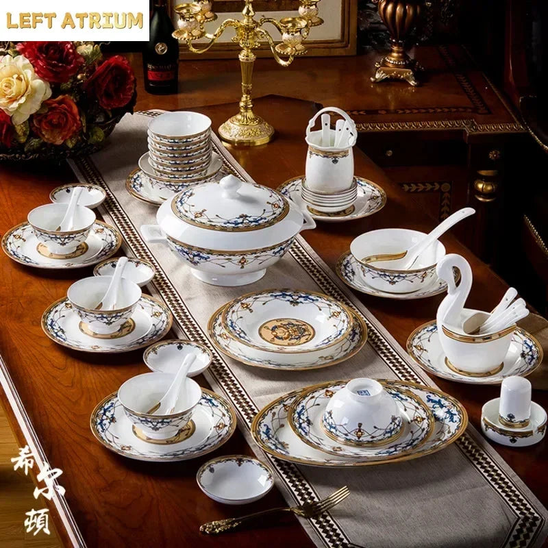 Floral Bone China Dinnerware Set, 56 or 60 Pieces
