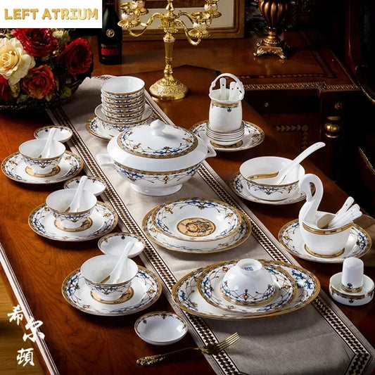 Floral Bone China Dinnerware Set, 56 or 60 Pieces