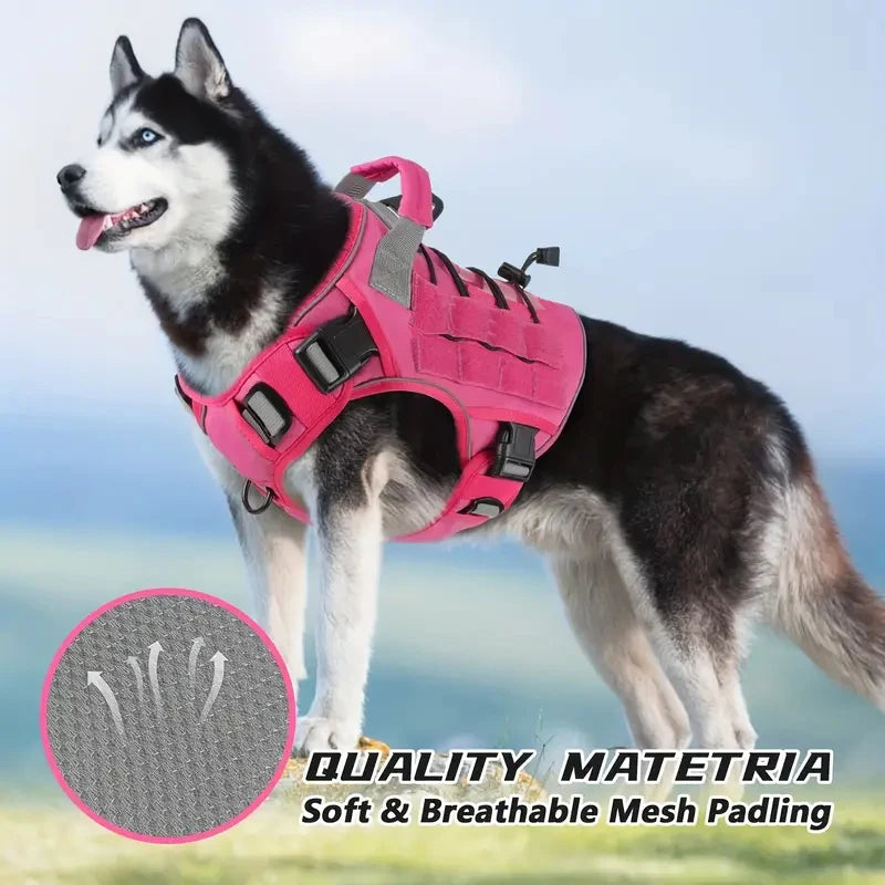 Adjustable No-Pull Tactical Dog Harness with Handle for Large Dogs - Reflective  Vest for Labrador Retriever, Siberian H