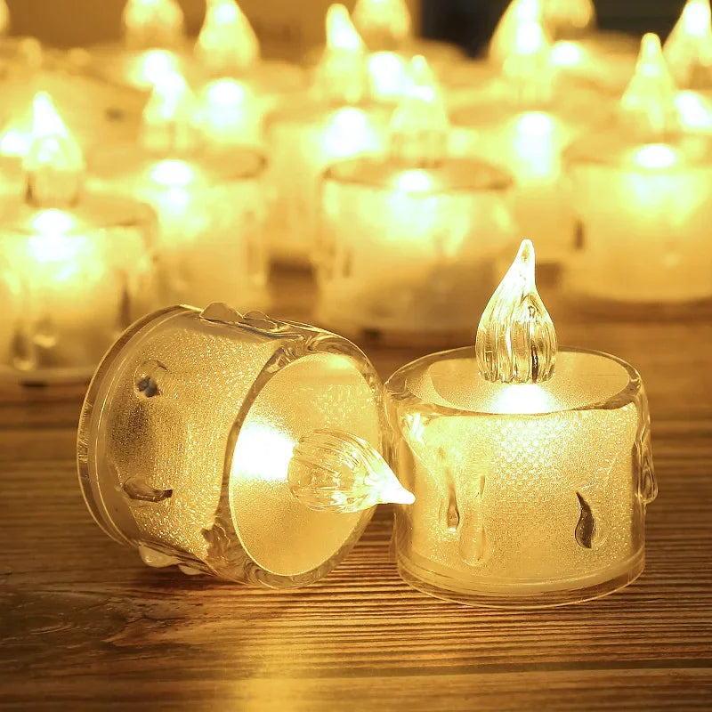 LED Flameless Pillar Candles Realistic Flickering Plastic Candle Night Light for Home Party Wedding Christmas Halloween Decor ﻿
