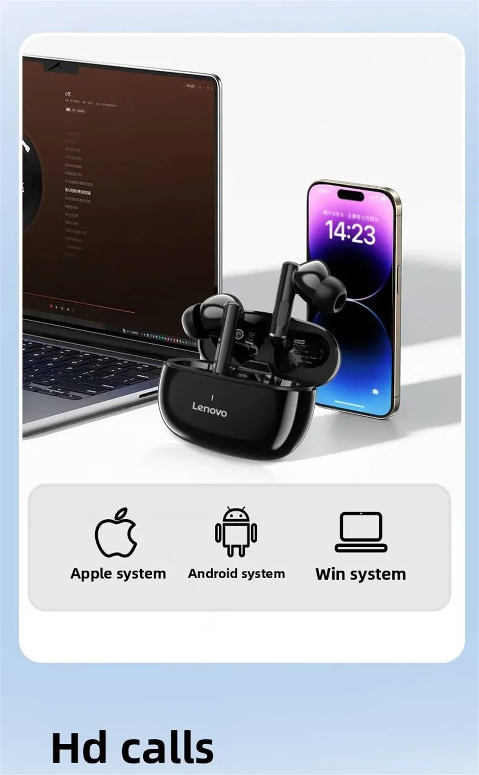 Lenovo TA210 Wireless Over-Ear Headphones – Bluetooth 5.3, Built-In Mic, Noise Isolating