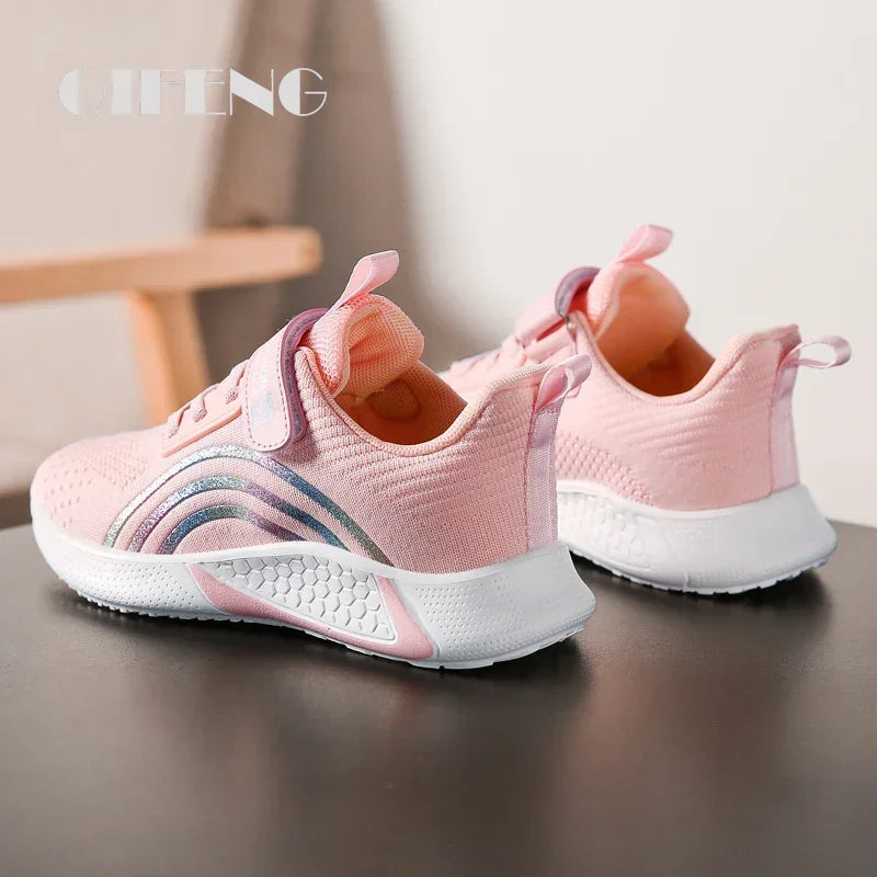 Cute Girls Casual Shoes White Mesh Sneakers Student Kids Summer Sock Footwear Fashion Children Sport Shoes Tenis Running Autumn