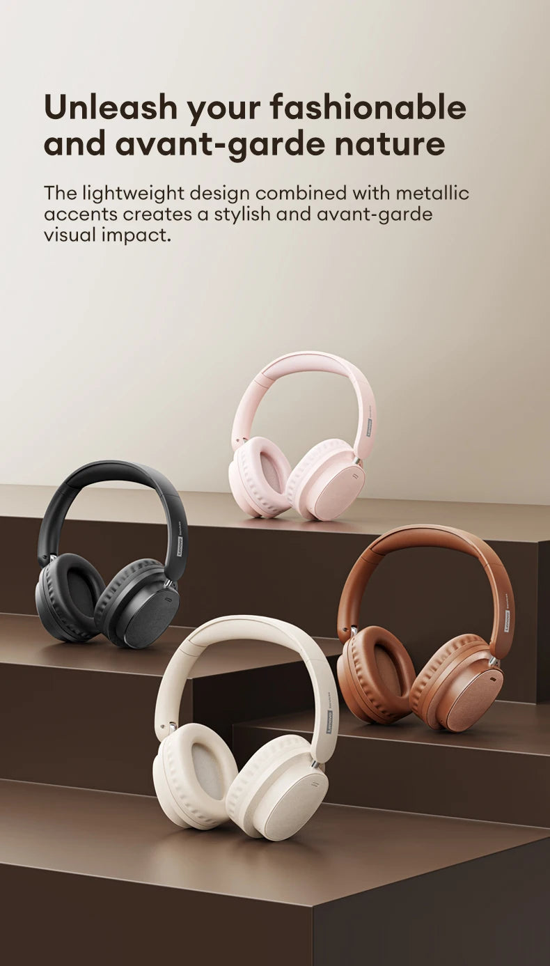 Lenovo LS105 Foldable Wireless Headphones – Bluetooth 6.0, 30-Hour Playtime, Built-In Mic