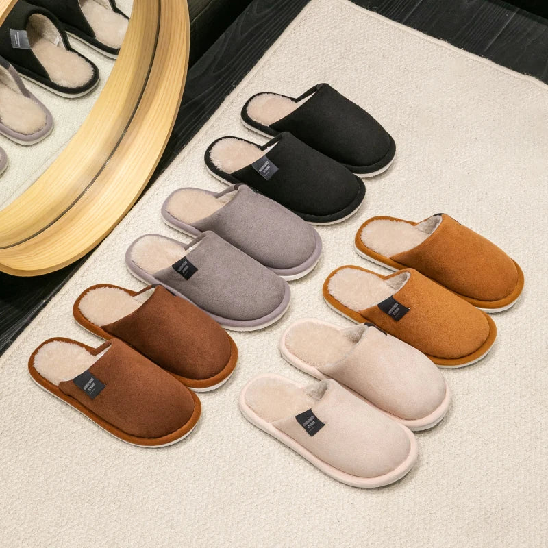 Men's Plush Winter Slippers – Warm Non-Slip House Shoes
