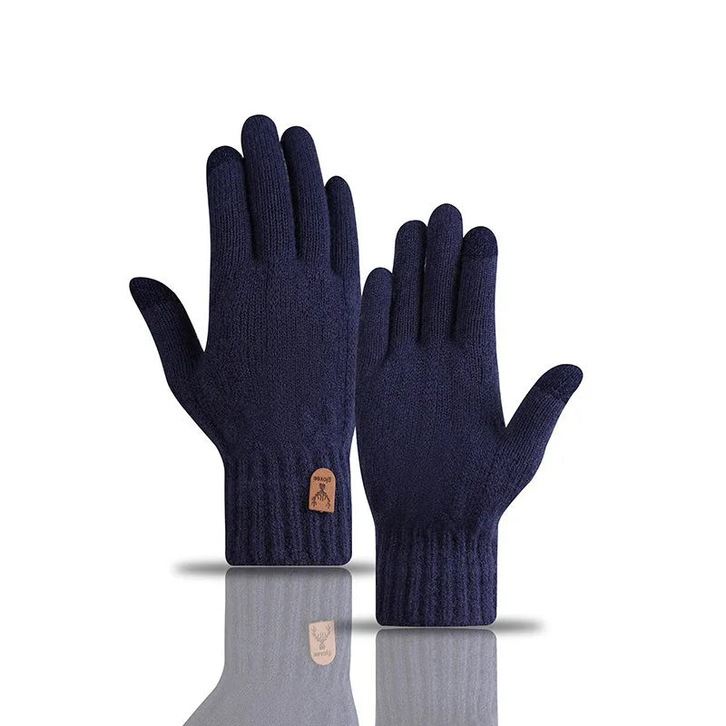 Men's Velvet-Lined Knit Touchscreen Gloves