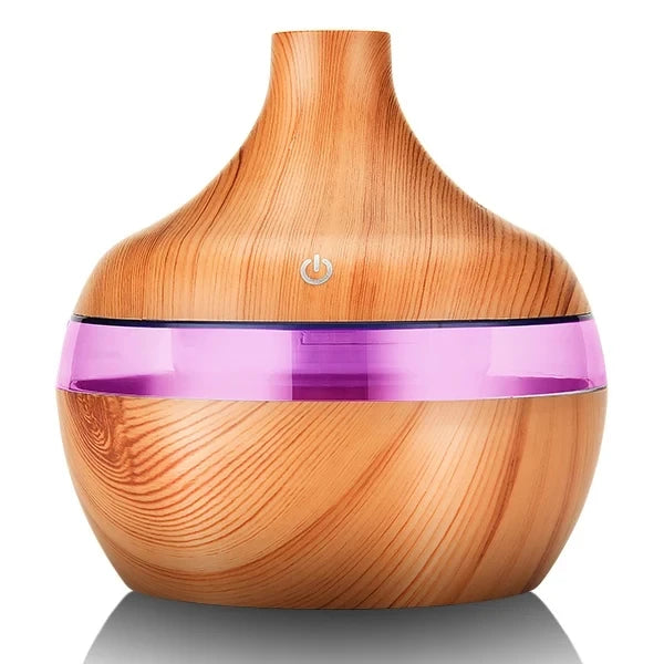 Humidificateur électrique diffuseur d'arômes en bois ultrasonique, humidificateur d'air diffuseur d'huiles essentielles brumisateur froid pour la maison 300 ml