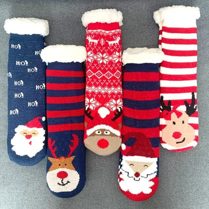 Weihnachten Plüschsocken Damen Winter Thermosocken Warme Bodensocken Weiche weibliche Haussocken Indoor Geschenke Rutschfeste Griffsocken Flauschig