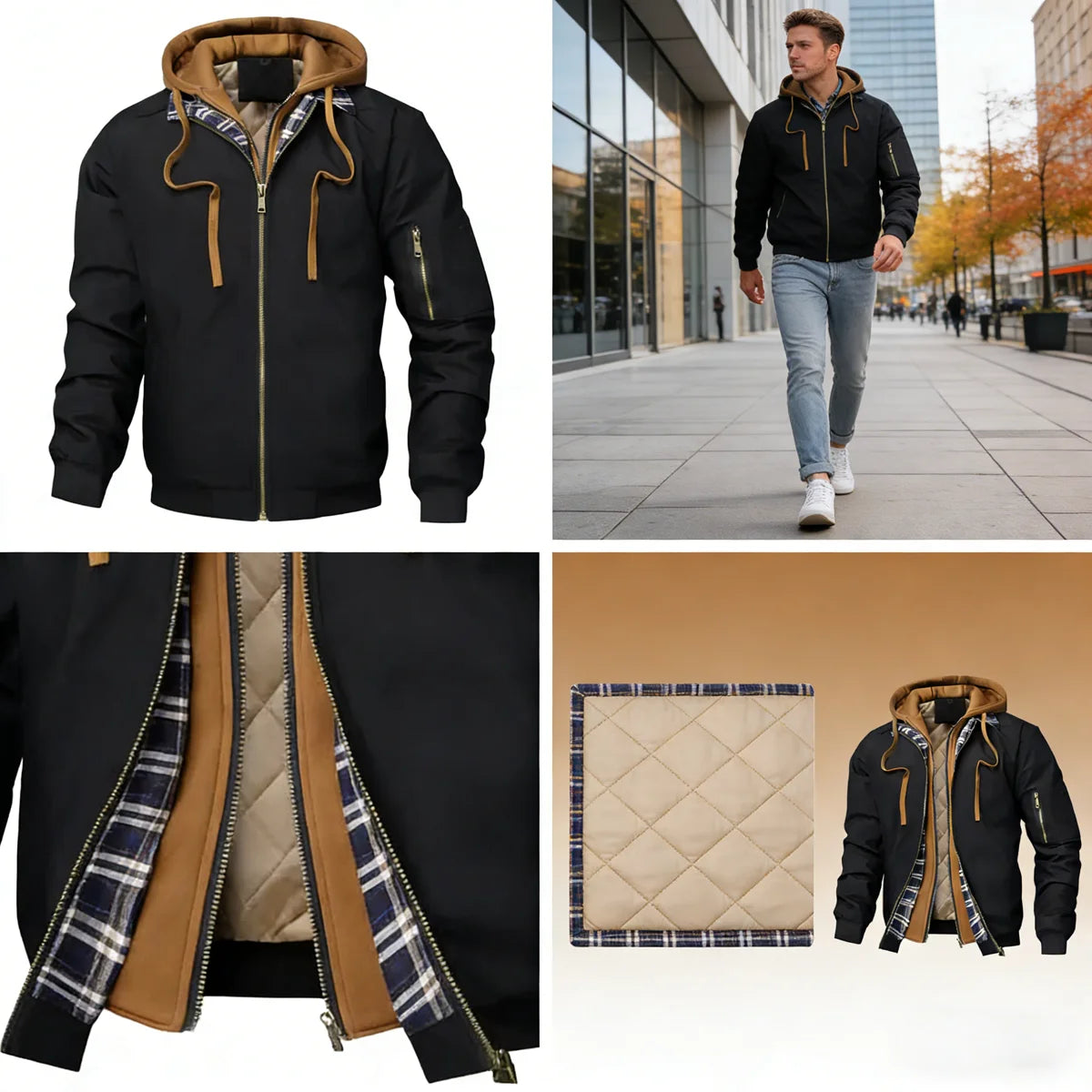 Autumn Winter Men's Warm Windbreaker Jacket Outdoor Man Thick Windbreaker Hiking Hooded Coats Men Thermal Sports Zipper Parkas J