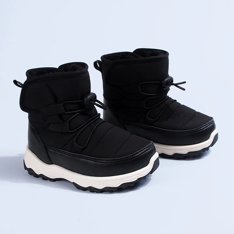 Kids' High-Top Snow Boots – Fleece-Lined, Water-Resistant Winter Boots, Ages 7–13