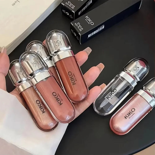 Original Kiko 3D Mirror Lip Glaze Waterproof Non Fading and Non Stick Cup Gentle Bean Paste Color Fine Shiny Point Charm Red