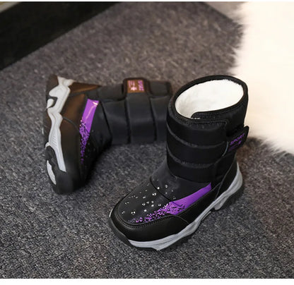 Botas de nieve impermeables para niños con forro de felpa