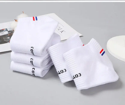 Men's Striped Cotton Ankle Socks – 5 or 10 Pairs, Black & White