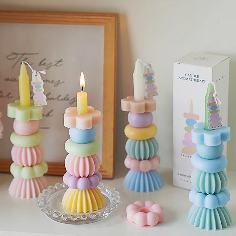 Stackable Geometry Scented Candle Aromath Soy Wax Candles for Wedding Birthday Candles Party Home Decoration Souvenirs Gifts