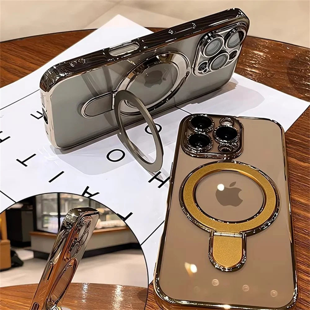 Clear Magnetic iPhone Case with Ring Stand