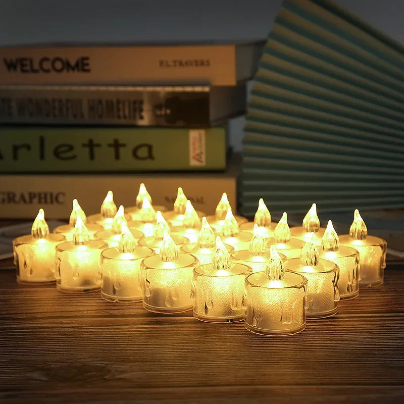 LED Flameless Pillar Candles Realistic Flickering Plastic Candle Night Light for Home Party Wedding Christmas Halloween Decor ﻿