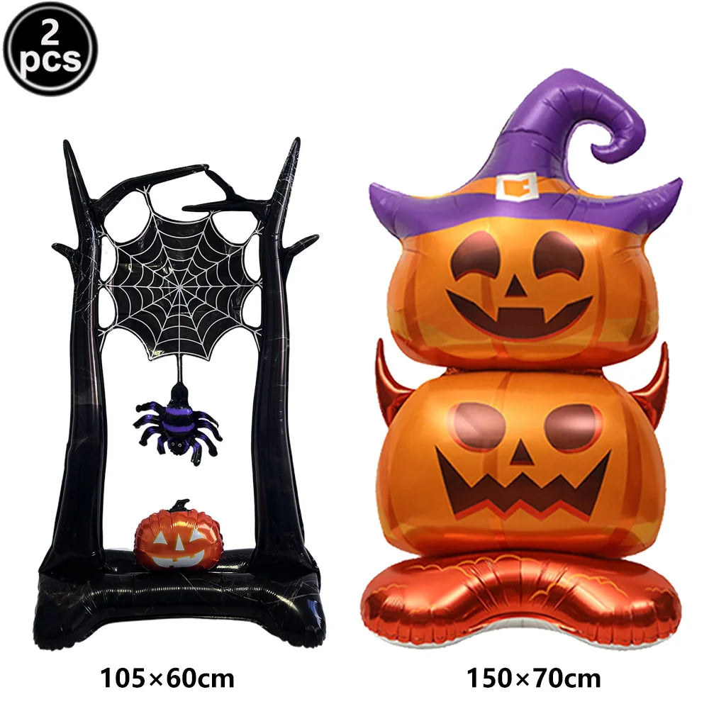 Halloween Standing Foil Balloons – Haunted House, Skull, Witch & Coffin Mylar Decorations