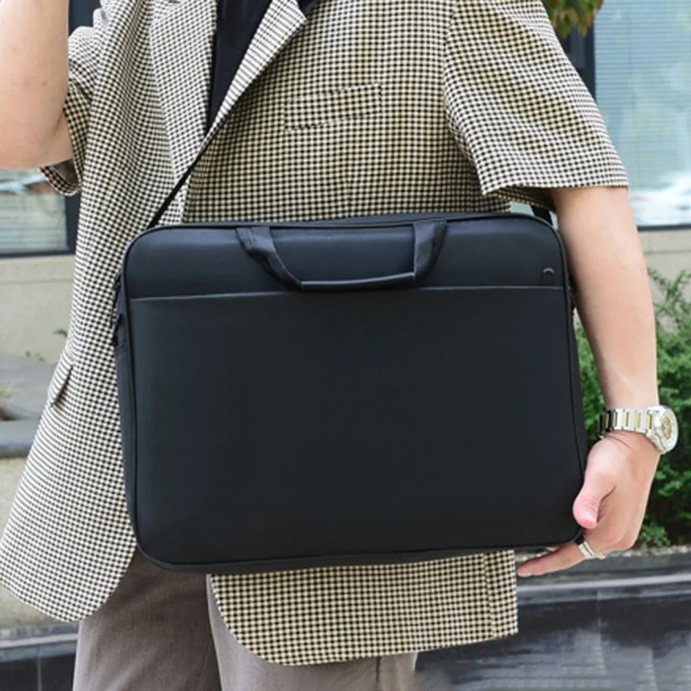 Business Laptop Shoulder Bag 15.6"-17" - Solid Colour Briefcase with Handle