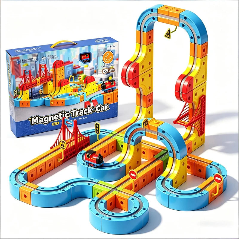 Magnetic Magic Track Train Set – DIY Electric Car Railway for Kids