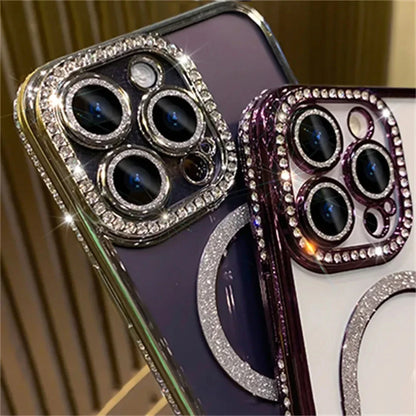Transparente magnetische iPhone-Hülle mit Glitzer