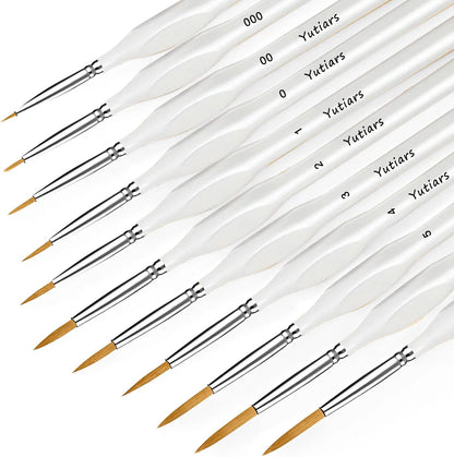 Miniature Detail Paint Brush Set – 10 or 11 Fine-Tip Brushes