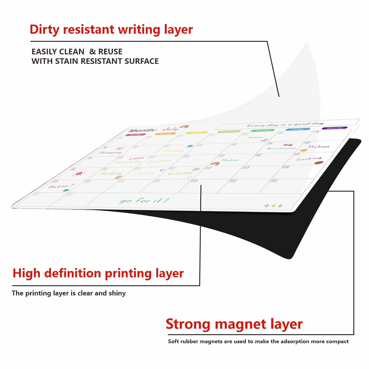 Magnetic Fridge Calendar – Dry-Erase Monthly & Weekly Planner