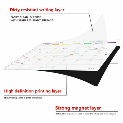 Magnetic Fridge Calendar – Dry-Erase Monthly & Weekly Planner