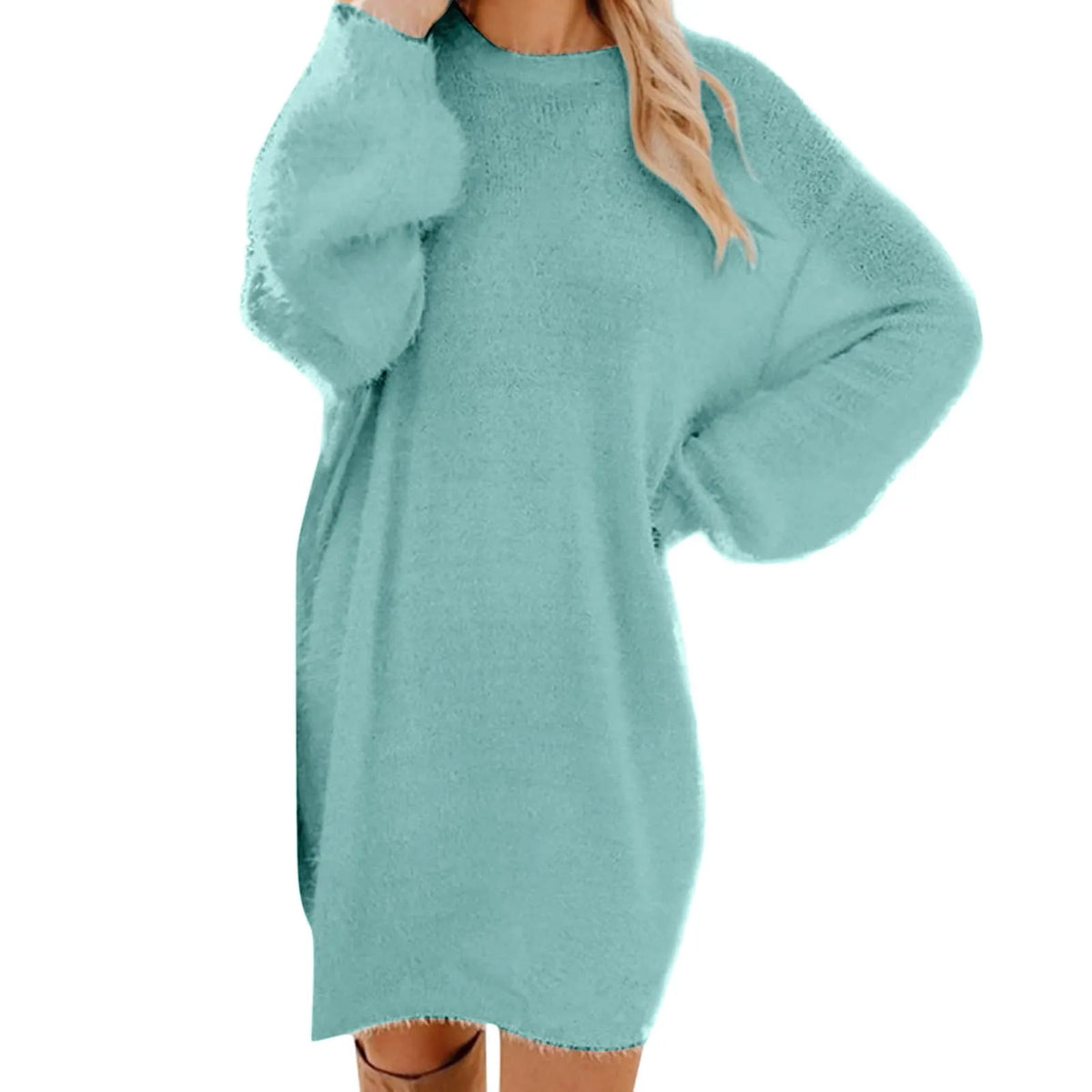 Women's Crewneck Knee-Length Sweater Dress