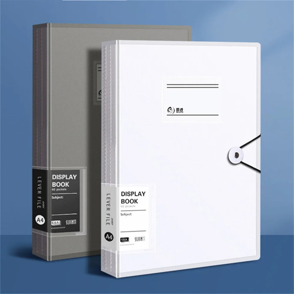 A4 File Folder 30 Pages Transparent Insert Paper Document Organizer Waterproof Booklet Information Books Office School Supplies