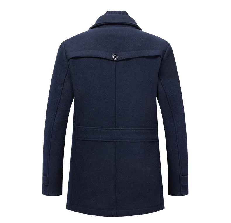 Men's Casual Business Woolen Overcoat Double-Collar Cold-Resistant Jacket Fashionable Autumn Winter 2025