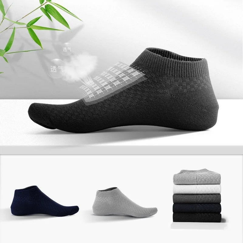 Men's Bamboo Low-Cut Socks – 5 Pairs, Soft & Breathable