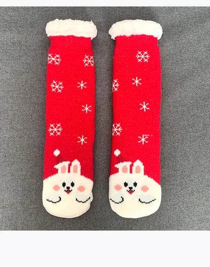 Weihnachten Plüschsocken Damen Winter Thermosocken Warme Bodensocken Weiche weibliche Haussocken Indoor Geschenke Rutschfeste Griffsocken Flauschig