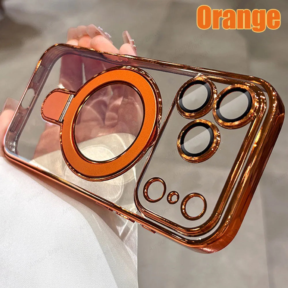 Clear Magnetic iPhone Case with Ring Stand