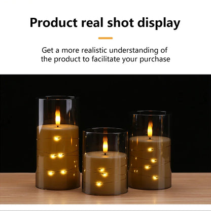 Candele a Pilastro LED Senza Fiamma con Telecomando e Timer | Set da 3 | Luci a Stella Integrate | 3 Colori