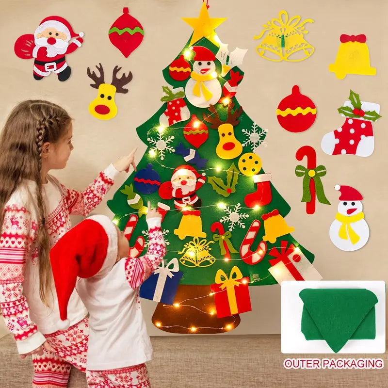Sapin de Noël en feutrine à faire soi-même pour enfants – Sapin mural avec décorations à coller