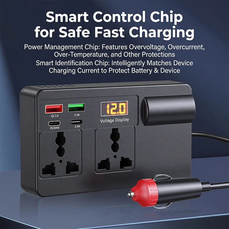 200W 12V to 220V Car Power Inverter