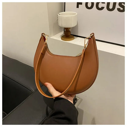 Women's Crescent Moon Shoulder Bag – Soft Vegan Leather Handbag