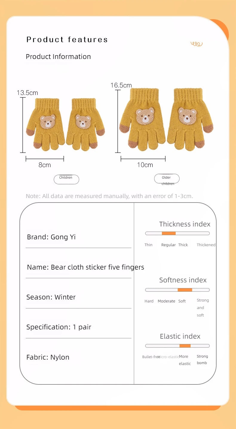 Toddler Bear Knit Gloves – Thick Warm Winter Gloves (Ages 2–6)