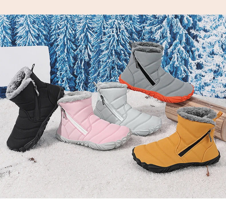 2026 Kids Wide Toe Barefoot Snow Boots Boys Girls Winter Shoes Outdoor Waterproof Sneakers Girls Boys Non-Slip Warm Snow Boots