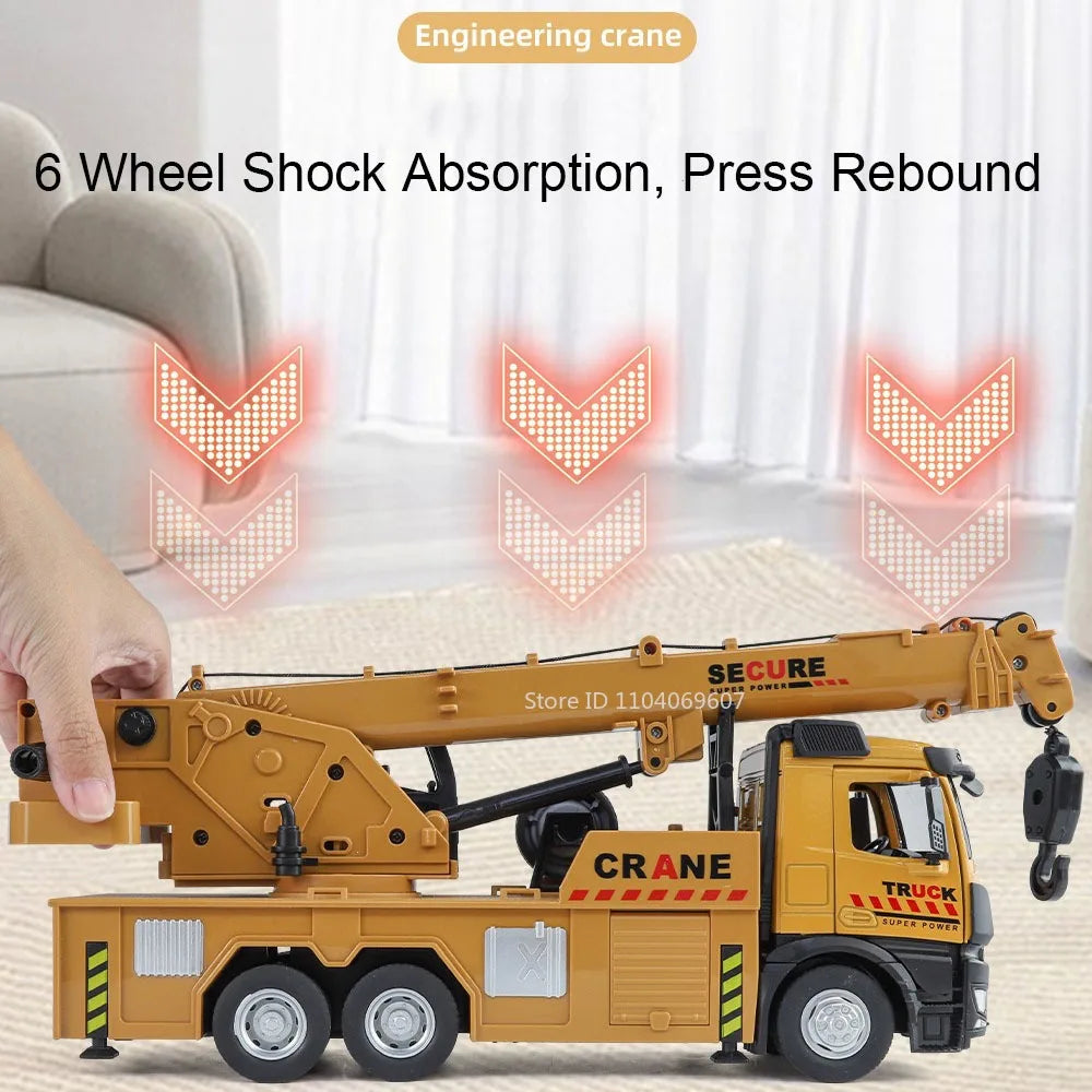 1:24 Diecast Crane & Mixer Truck with Lights, Sounds & Pull-Back