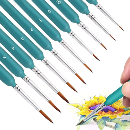 Miniature Detail Paint Brush Set – 10 or 11 Fine-Tip Brushes
