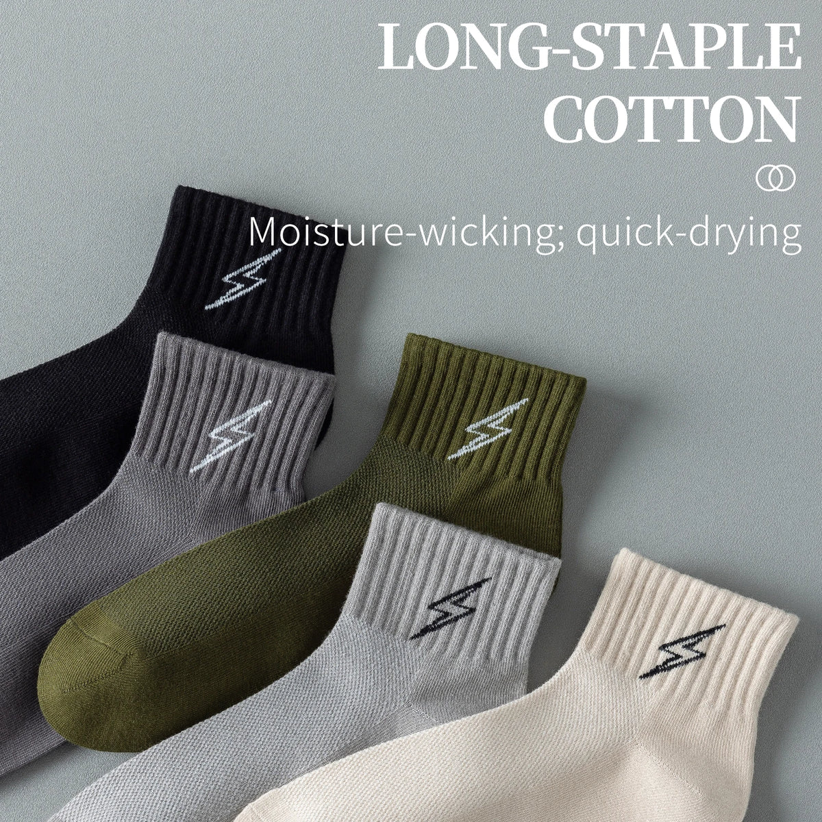 Men's Quarter Socks – 5 Pairs, Cotton-Blend Athletic Socks
