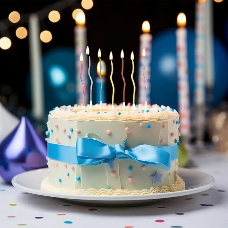 Birthday Cake Candles Smoke-Free Curved Cake Candles Curly Coil Candles Long For Birthday Cake Wedding Party Party Supplies