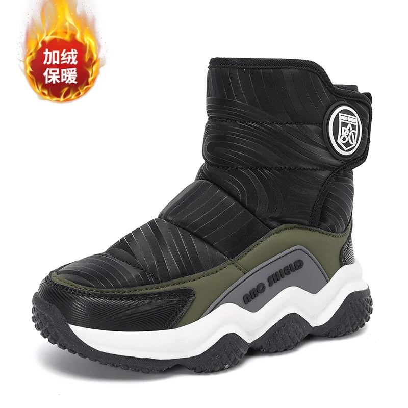 Kids' Plush-Lined Hook-and-Loop Winter Shoes