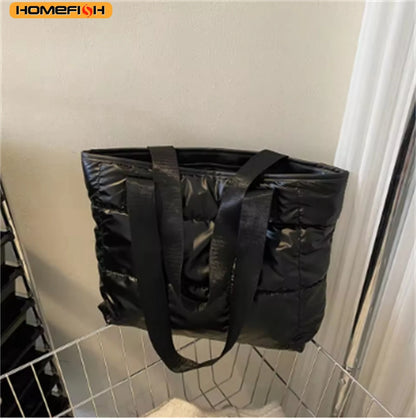Quilted Puffer Tote Bag – Large Padded Shoulder Bag